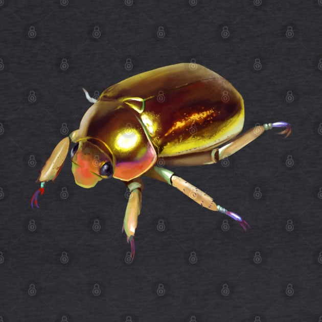 Golden Scarab Beetle by starryseasart